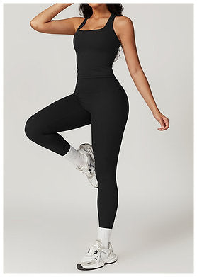 Margo Premium Activewear Set In Black - front shot on model - Miss Mosa By Akanksha