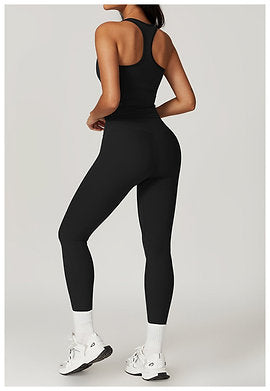 Margo Premium Activewear Set In Black - back shot on model - Miss Mosa By Akanksha