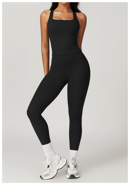 Margo Premium Activewear Set In Black - front shot on model - Miss Mosa By Akanksha