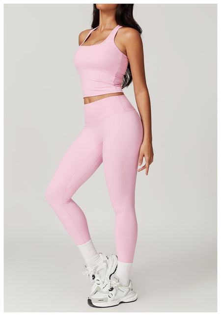 Margo Premium Activewear Set In Light Pink - full-length side shot on model - Miss Mosa By Akanksha