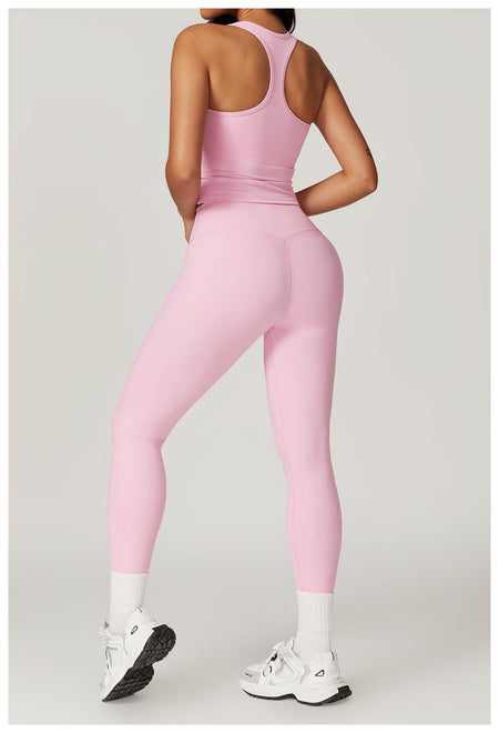 Margo Premium Activewear Set In Light Pink - back shot on model - Miss Mosa By Akanksha