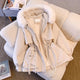 Margot Warm Fleece Lined Parka Jacket - flat-lay shot of jacket, beige - Miss Mosa By Akanksha