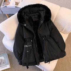Margot Warm Fleece Lined Parka Jacket - flat-lay shot of jacket, black - Miss Mosa By Akanksha