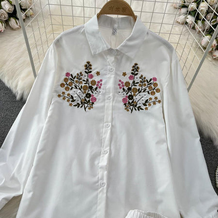 Maria Embroidered Set of Top and Pants - close-up of embroidery, white - Miss Mosa By Akanksha