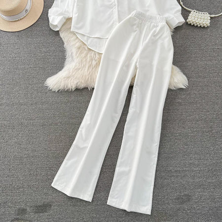 Maria Embroidered Set of Top and Pants - flat-lay product shot, white - Miss Mosa By Akanksha