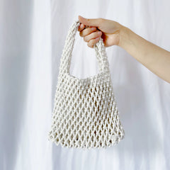Mariam Cute Holiday Jute Bags - product shot, white - Miss Mosa By Akanksha