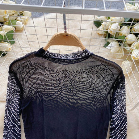 Mariam Hotfix Party Top - back shot on hanger, black - Miss Mosa By Akanksha