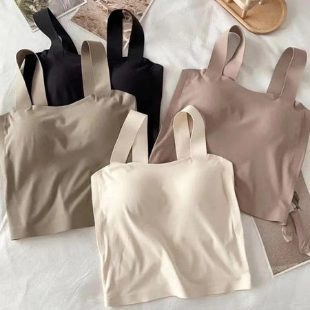 Mariam Tank Tops with Inbuilt Bra - styled flat-lay shot, multicolour - Miss Mosa By Akanksha