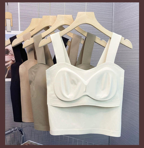 Mariam Tank Tops with Inbuilt Bra In White