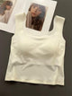 Mariam Tank Tops with Inbuilt Bra - flat-lay product shot, cream - Miss Mosa By Akanksha