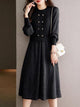 Mariana Vintage Hollow out Midi Dress - full-length shot on model, black - Miss Mosa By Akanksha
