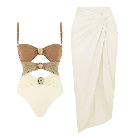 Mariku Luxe Swimsuit with Skirt - flat-lay product shot, multicolour - Miss Mosa By Akanksha