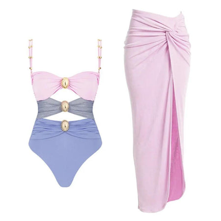Mariku Luxe Swimsuit with Skirt - flat-lay product shot, multicolour - Miss Mosa By Akanksha