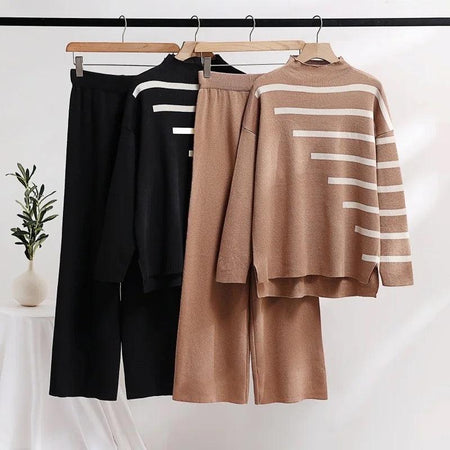 Mario Striped Woolen Coord Set - styled flat-lay shot, multicolour - Miss Mosa By Akanksha