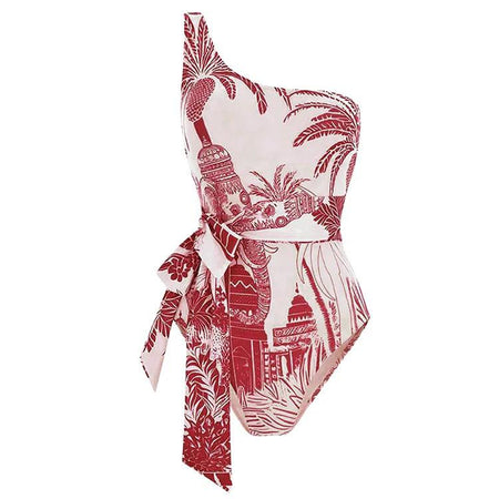 Marisa Swimsuit With Sarong In Rust - front product shot of swimsuit - Miss Mosa By Akanksha