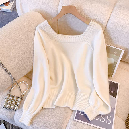 Marisa Woolen Soft Knit Pullover - flat-lay product shot, off-white - Miss Mosa By Akanksha