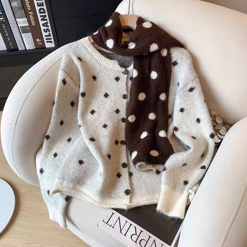 Maristella Printed Cardigan With Scraf