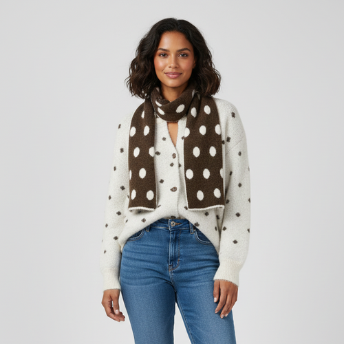 Maristella Printed Cardigan With Scraf