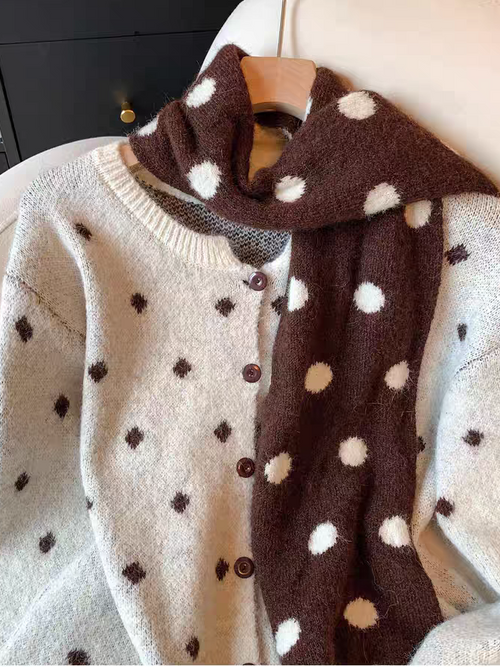 Maristella Printed Cardigan With Scraf
