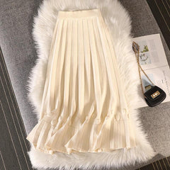 Marko Statement Woolen Skirt - flat-lay product shot, cream - Miss Mosa By Akanksha