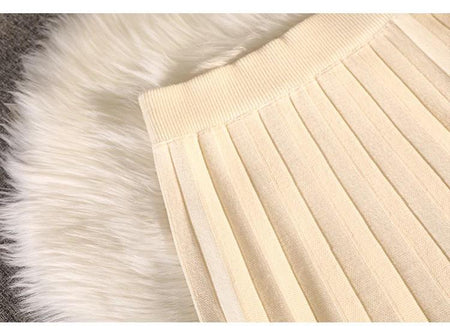 Marko Statement Woolen Skirt - close-up of fabric texture, cream - Miss Mosa By Akanksha