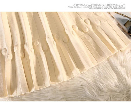 Marko Statement Woolen Skirt - close-up of fabric texture, cream - Miss Mosa By Akanksha