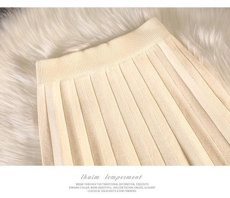 Marko Statement Woolen Skirt - close-up of fabric texture, cream - Miss Mosa By Akanksha