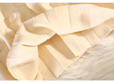 Marko Statement Woolen Skirt - close-up of fabric texture, cream - Miss Mosa By Akanksha