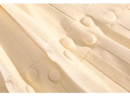 Marko Statement Woolen Skirt - close-up of fabric texture, cream - Miss Mosa By Akanksha