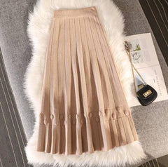 Marko Statement Woolen Skirt - flat-lay product shot, beige - Miss Mosa By Akanksha