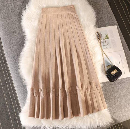 Marko Statement Woolen Skirt - flat-lay product shot, beige - Miss Mosa By Akanksha