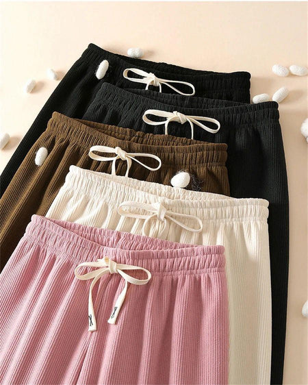 Marley Wide Leg Fleece Pants - flat-lay product shot, multicolour - Miss Mosa By Akanksha