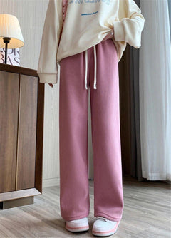 Marley Wide Leg Fleece Pants - front shot on model, pink - Miss Mosa By Akanksha