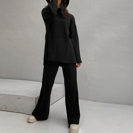 Marlon Luxury Tracksets - full-length shot on model, black - Miss Mosa By Akanksha