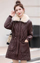 Marquesa Fur Woolen Jacket - three-quarter front shot, brown - Miss Mosa By Akanksha