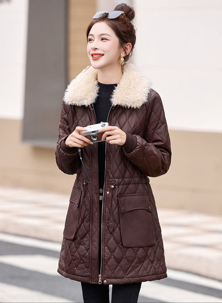 Marquesa Fur Woolen Jacket - front shot, brown - Miss Mosa By Akanksha