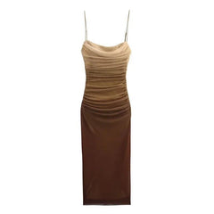 Martha Bodycon Summer Dress - styled flat-lay shot, brown - Miss Mosa By Akanksha