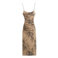 Martha Bodycon Summer Dress - styled flat-lay shot, beige - Miss Mosa By Akanksha