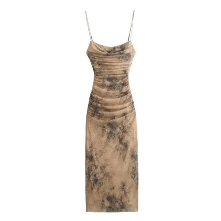 Martha Bodycon Summer Dress - styled flat-lay shot, beige - Miss Mosa By Akanksha