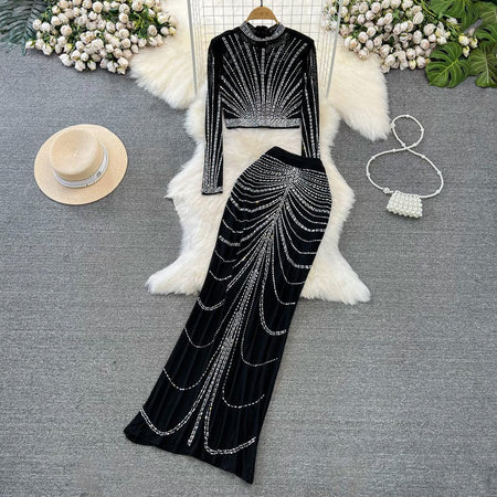 Martha Luxe Party 2 Piece Set - styled flat-lay shot, black - Miss Mosa By Akanksha