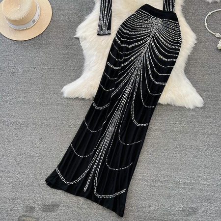 Martha Luxe Party 2 Piece Set - styled flat-lay shot, black - Miss Mosa By Akanksha