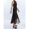 Martina Backless Fringed Dress - Dark Brown / XS