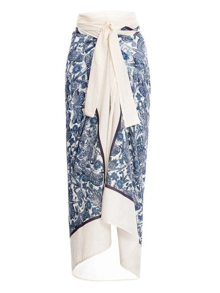 Mary Bikini with Sarong - flat-lay product shot, blue - Miss Mosa By Akanksha