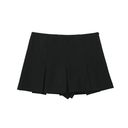 Maseo Statement Skorts - front shot on hanger, black - Miss Mosa By Akanksha