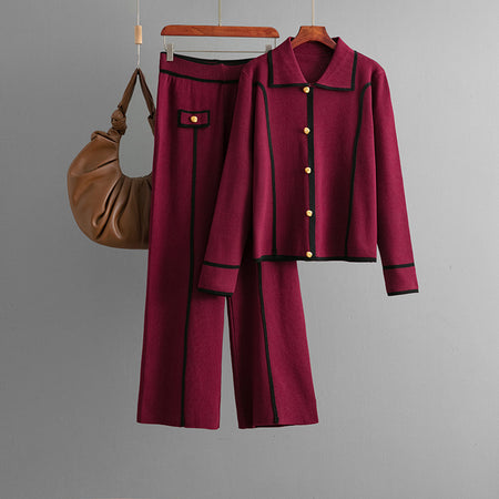 Masha Premium Woolen Coord Set - flat-lay product shot, maroon - Miss Mosa By Akanksha