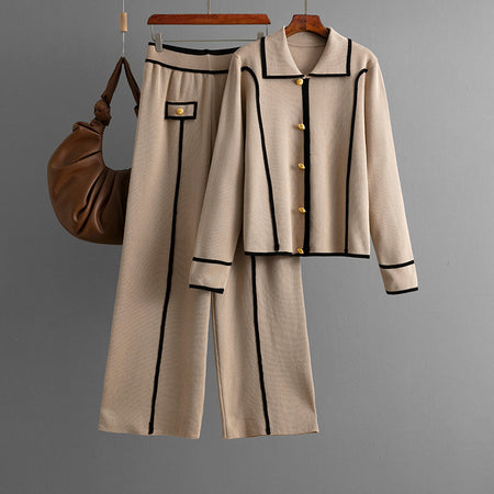 Masha Premium Woolen Coord Set - flat-lay product shot, beige - Miss Mosa By Akanksha