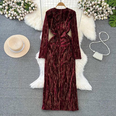 Mastro Velour Winter Dress - styled flat-lay shot, maroon - Miss Mosa By Akanksha