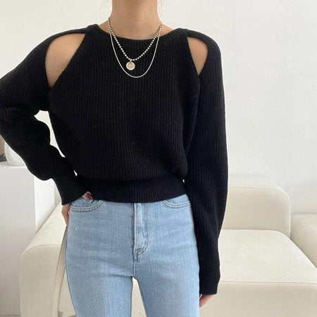 Matilda Statement Sweaters - front shot on model, black - Miss Mosa By Akanksha