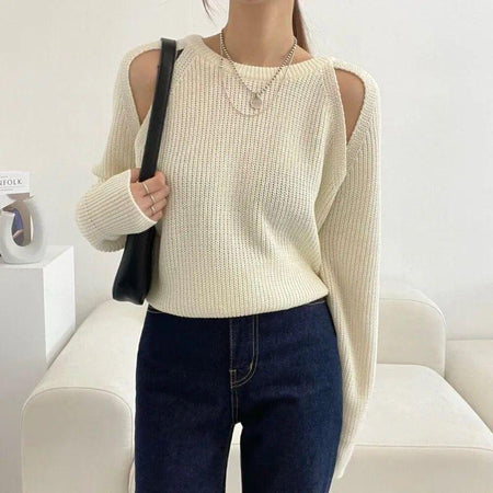 Matilda Statement Sweaters - front shot on model, cream - Miss Mosa By Akanksha