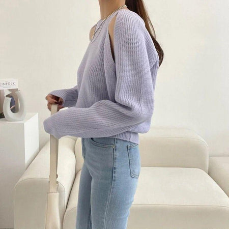 Matilda Statement Sweaters - side shot on model, lilac - Miss Mosa By Akanksha